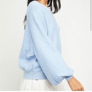 FREE PEOPLE Found my Friend textured balloon sleeve pullover small powder blue